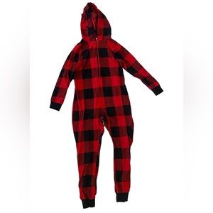 Old Navy buffalo plaid hooded women onesie